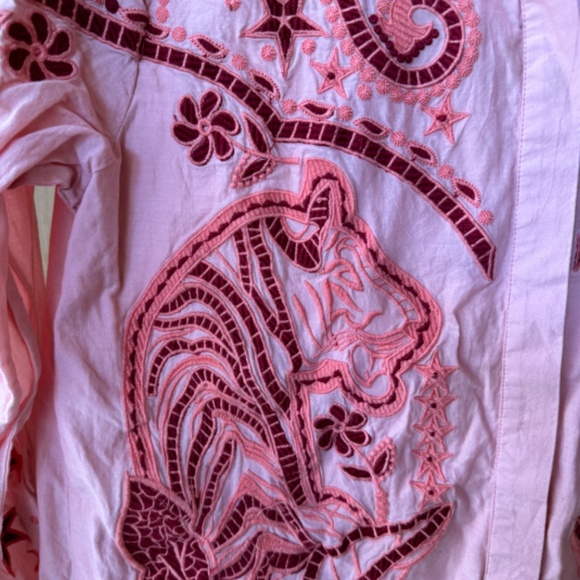 RARE Farm Rio Embroidered Western Dress In Light Pink - Picture 4 of 9